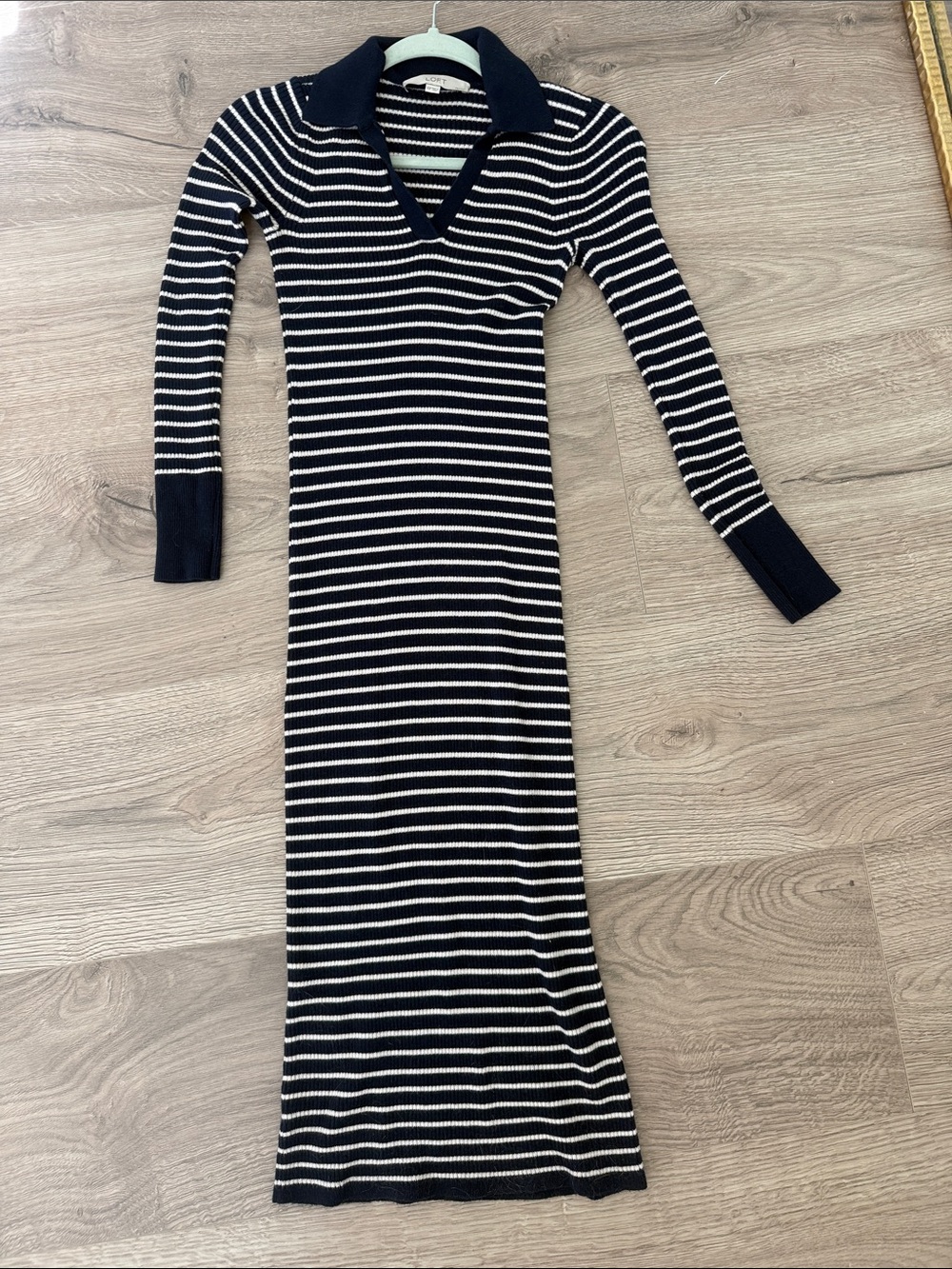 Loft Striped Polo Knit Maxi Dress - Navy & White